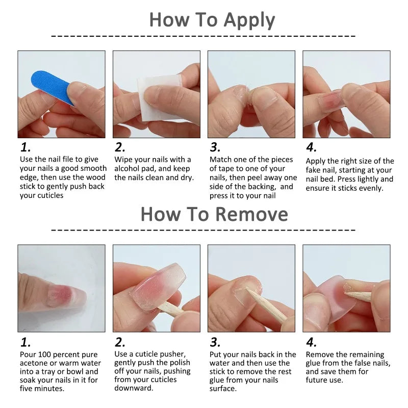 Handmade Coffin Press-On Nails with Glue - Nude French & Gradient, 10 Pieces