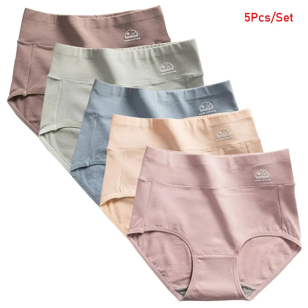 Women's 5-Pack High Waist Cotton Underwear – Tummy Control, Butt Lift & Graphene Antibacterial Briefs | Sizes M-XXXL
