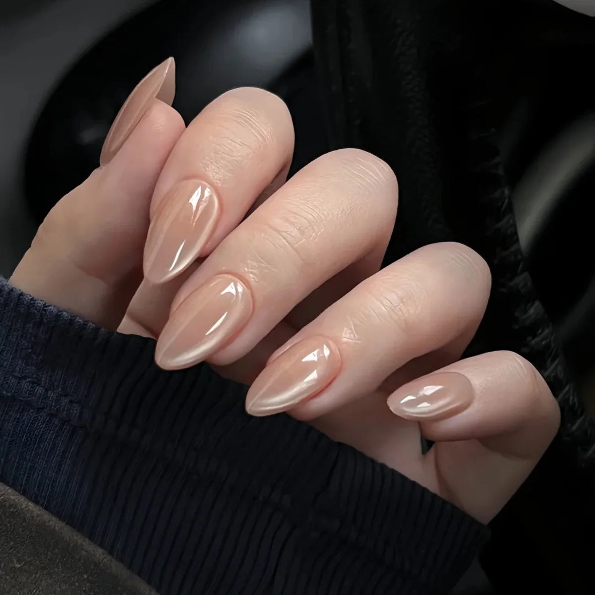 Short Almond Cat Eye Press-On Nails - Glossy Glitter, 24-Piece Set