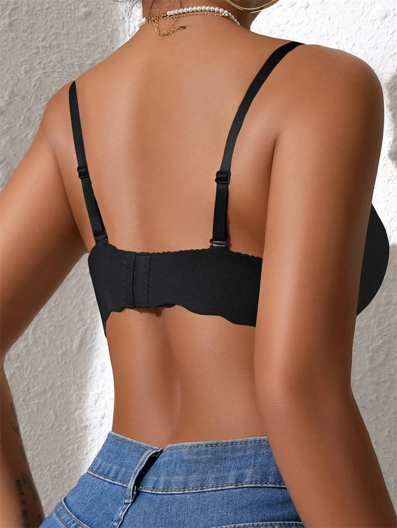 Seamless Push-Up Bralette — Wire-Free Padded Bra with Detachable Straps