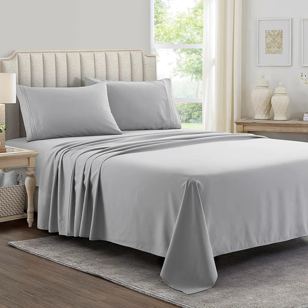 4-Piece Brushed Microfiber Bed Sheet Set with Deep Pockets