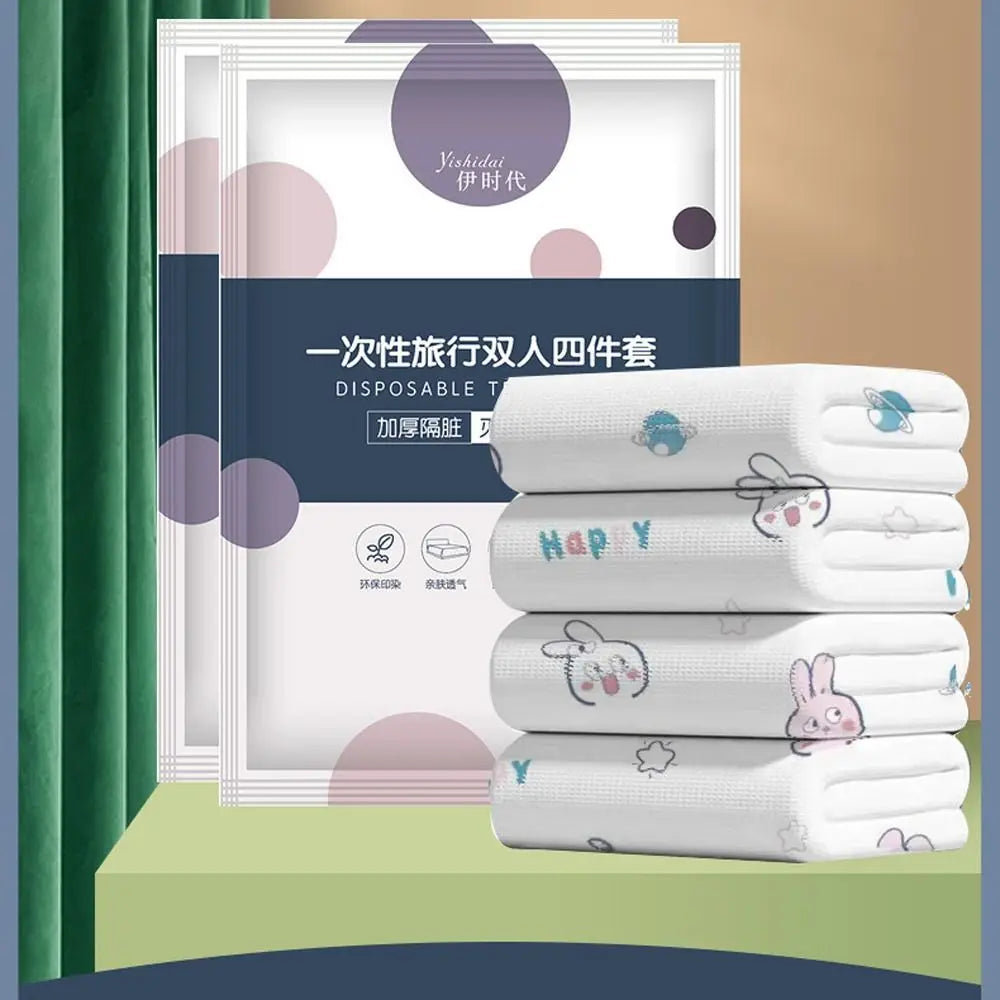 Disposable Travel Bedding Set, 3-Piece or 4-Piece