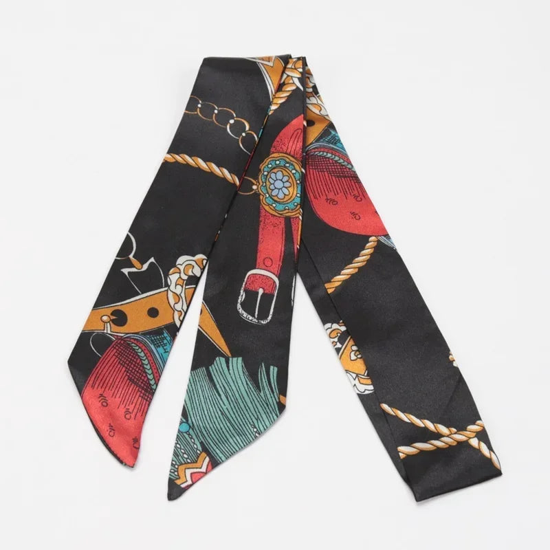Skinny Scarf Hair Small Women Simple Style Handle Ribbon Fashion Printing Hairband Headscarf Beautiful Scarves Bags for Women