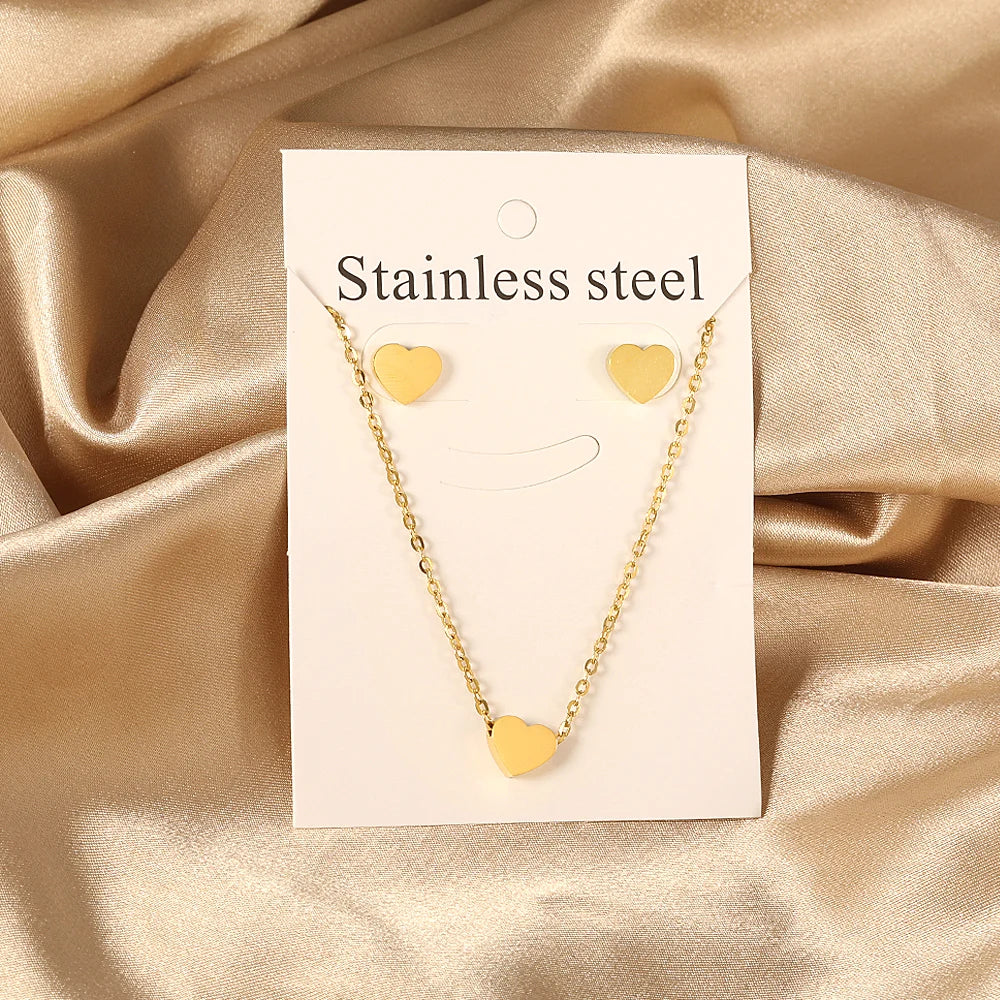 LUXUKISSKIDS Fashion Water Drop Choker Necklace Earrings Sets Stainless Steel Woman/Girls Luxury Jewelry Set Wedding Accessories