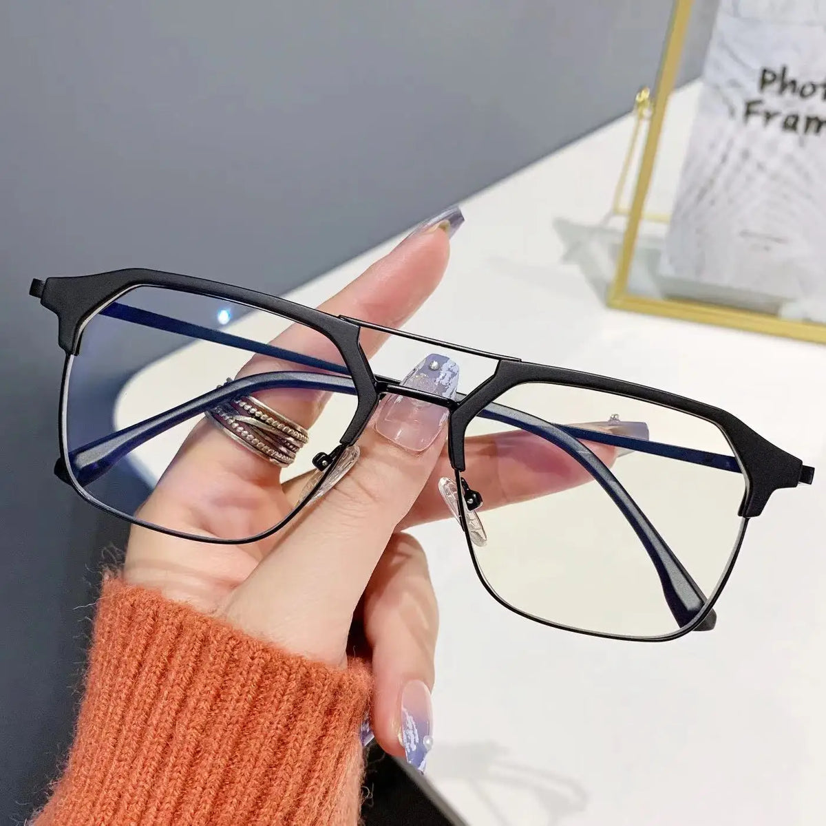 Luxury Intelligent Photochromic Myopia Glasses Double Deam Color Changing Finished Near-sighted Eyewear Men Women Minus Diopters