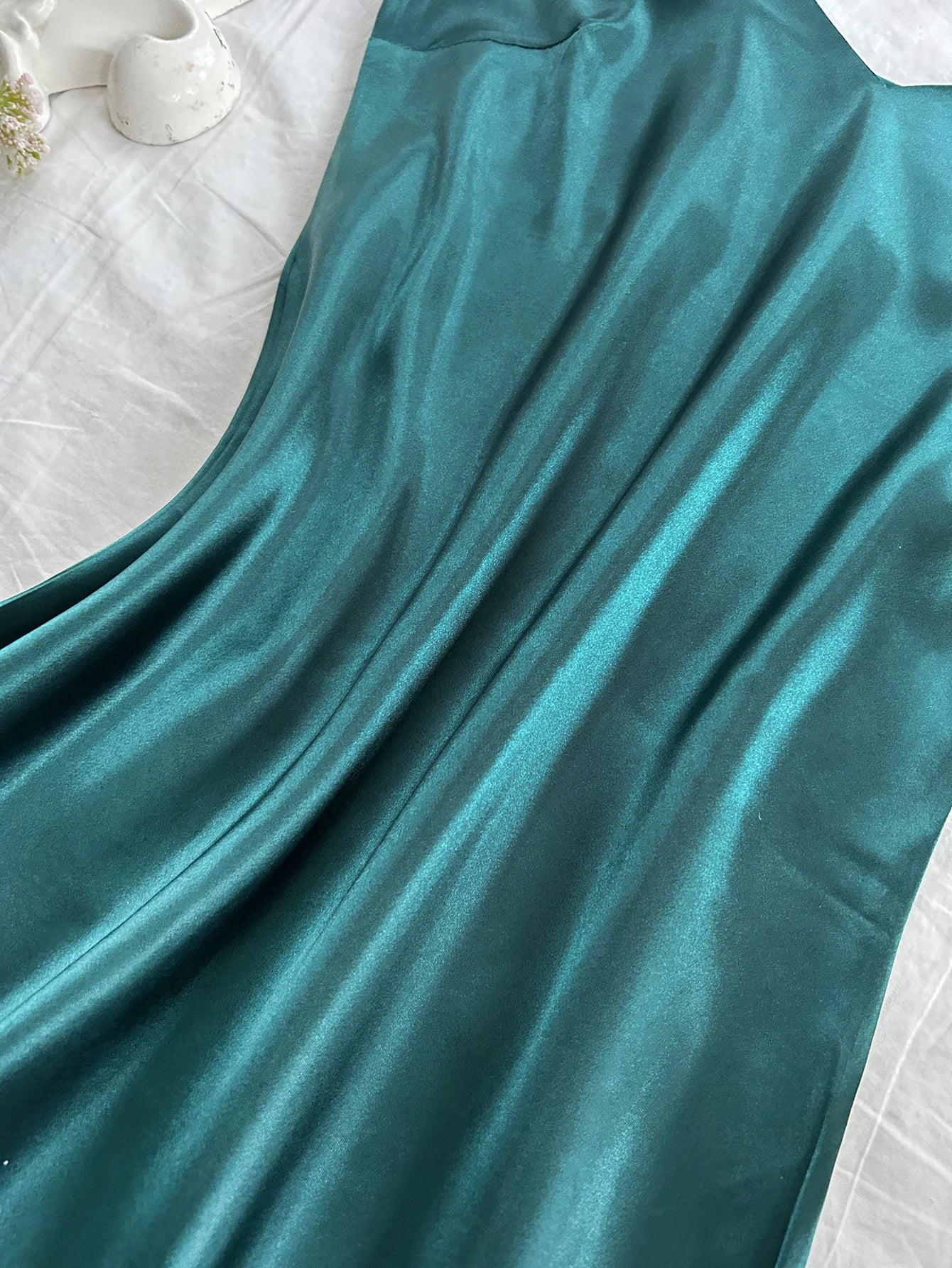 Satin Long Slip Nightdress — V-Neck Midi Sleeveless | Women's Elegant Sleepwear