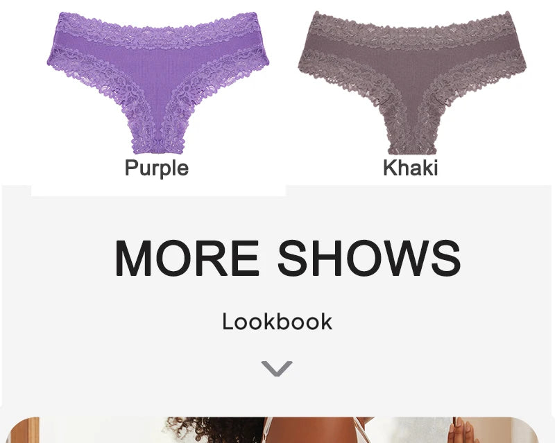 Women's Cotton Lace Briefs – 3-Piece Set | Soft Low-Rise Stretch Underwear (S–XL)
