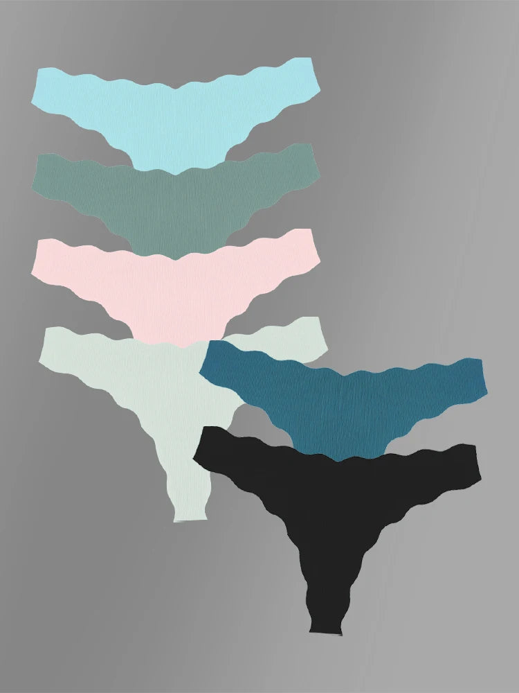 6-Pack Seamless Ruffled Thongs — Ultra-Soft Low-Rise G-String Panties