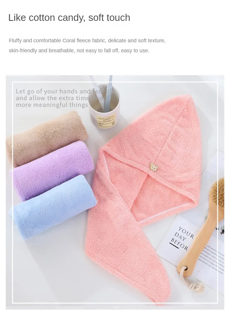 Microfiber Hair Drying Towel Wrap – Quick-Dry Turban for Women, 25x63cm (5 Colors)