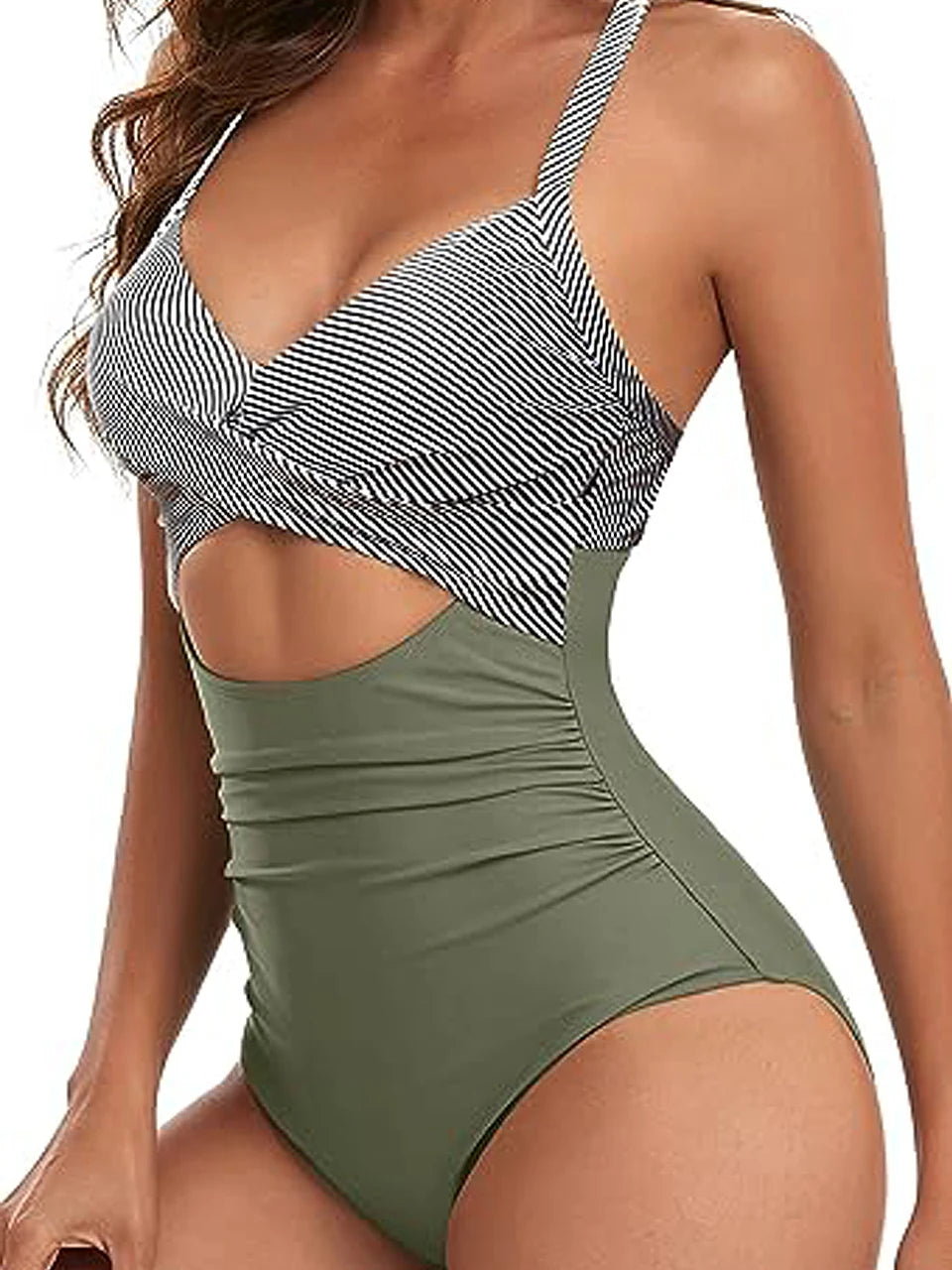Ruched One-Piece Swimsuit for Women – Solid Color Bodysuit | Adjustable Straps | S–XXL