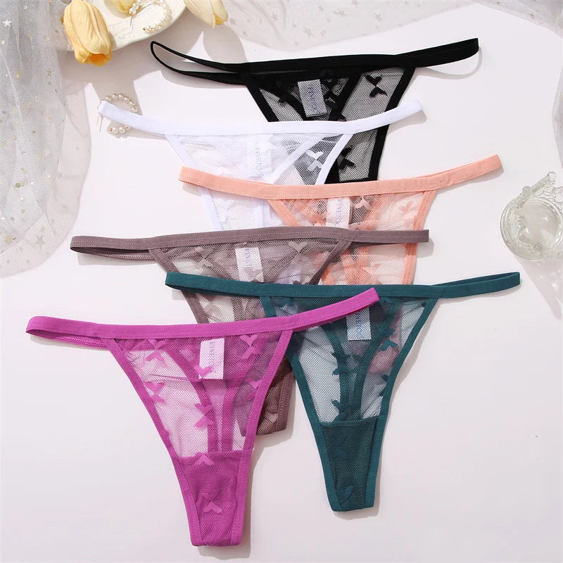 FINETOO 4Pcs/set Lace Thongs Sexy Low Waist Bikini Panties S-XL Lace G-string Underpants Comfortable T-Back Underwear Lingerie