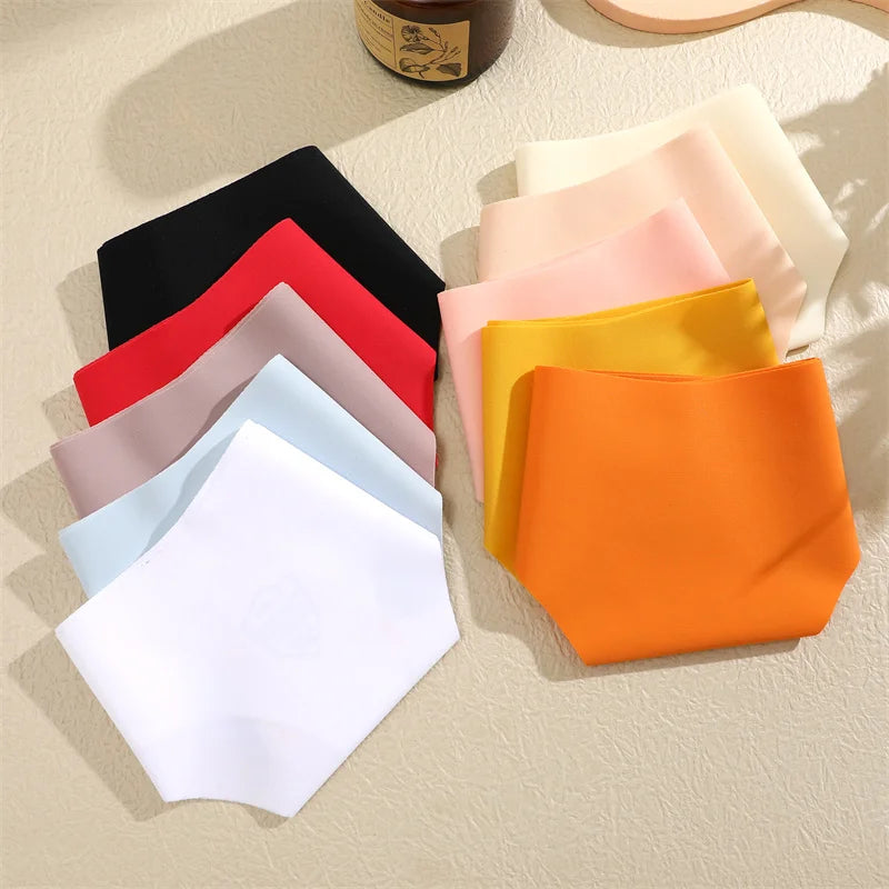 3Pcs/Set Women Seamless Panties Sexy V-Waist Thongs G-String Ultra-thin Lingerie Female Ice Silk Underwear Soft Underpants