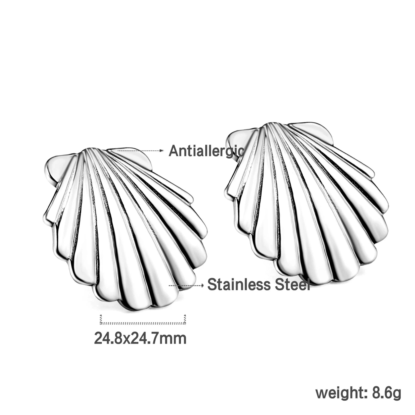 Shell Jewelry Set – 18K Gold-Plated Stainless Steel Necklace, Earrings & Bracelet for Women