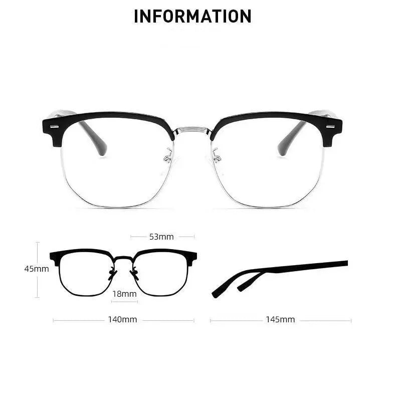 Square Metal Photochromic Glasses | Myopia Lens Options