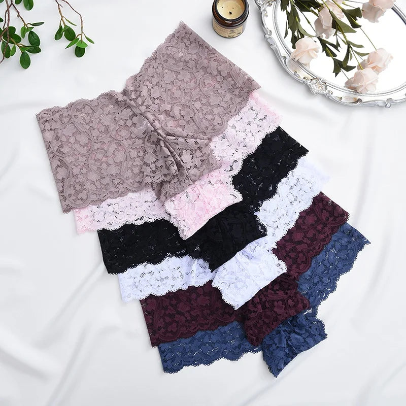 Bow-Trim Lace Boyshort Panty – Low-Rise Breathable Underwear for Women (S–XL, 6 Colors)