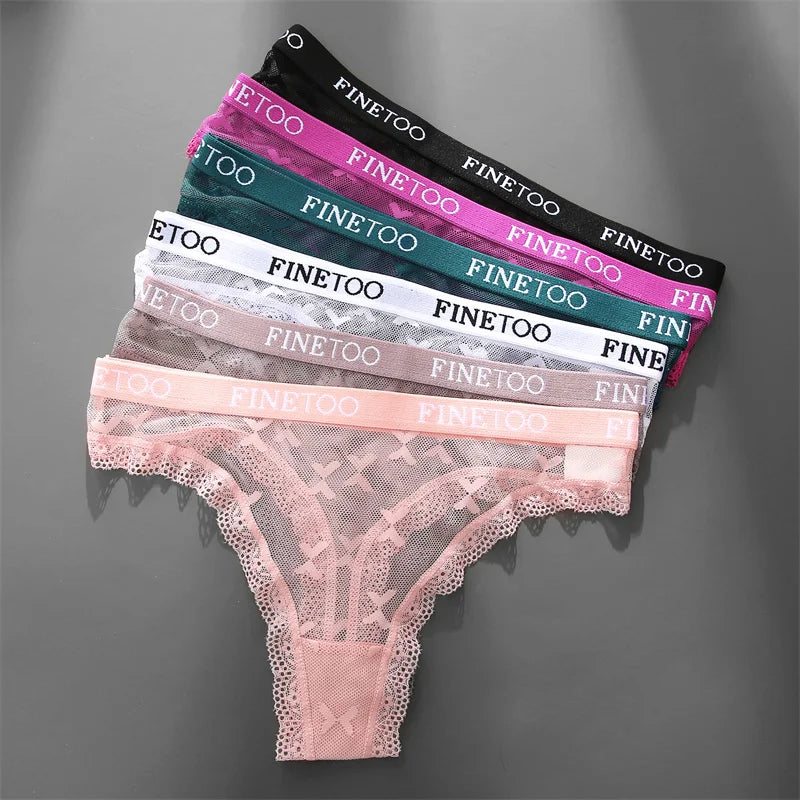 Lace Sheer Thong — Logo Waistband Low-Rise G-String