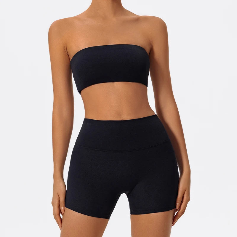 Women’s 2-Piece Workout Set – Strapless Sports Bra & Leggings for Yoga, Gym & Running