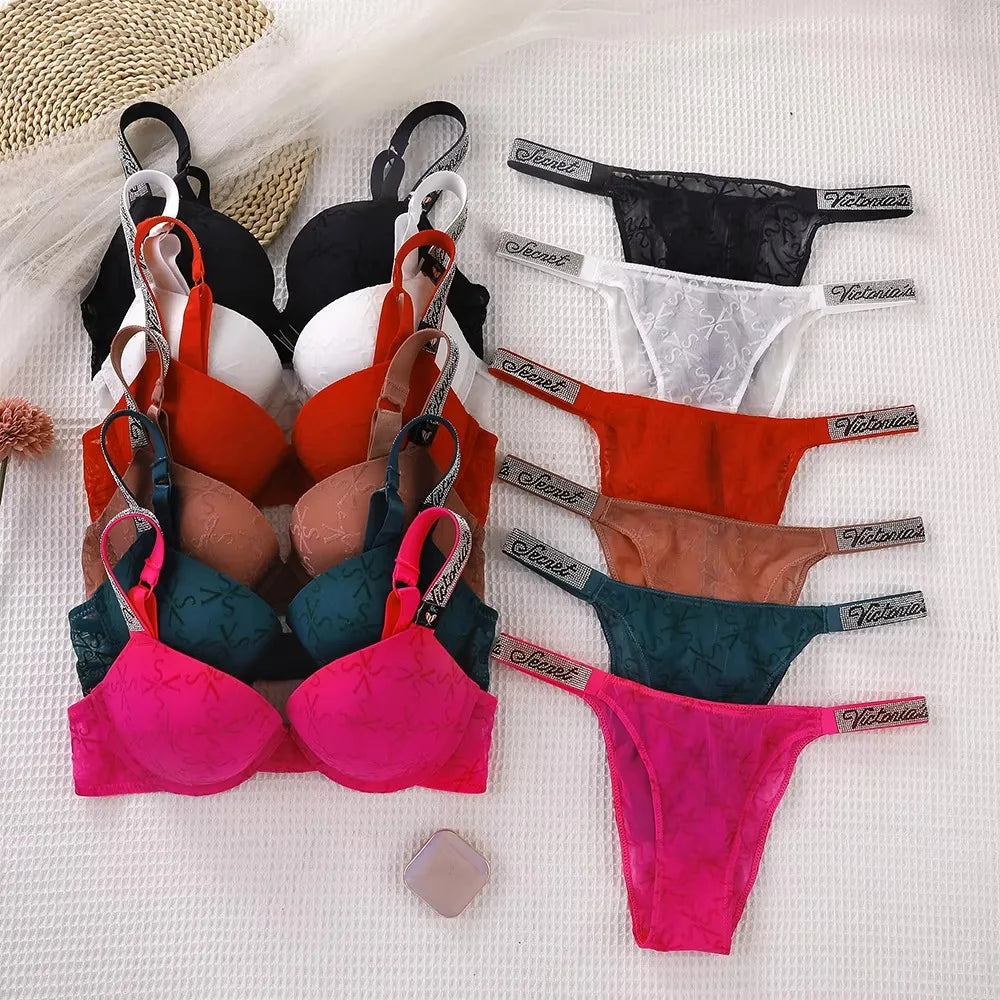 Women's Heart Pattern Lace Bralette & Panty Set – Stretchy Breathable Lingerie