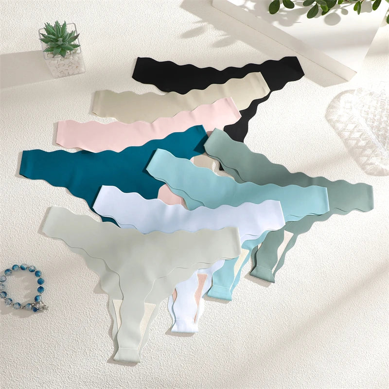5Pcs Women's Seamless Comfy Thong Panties for Women Sport Running Underwear Set Sexy Low-Rise Solid V-Strings Invisible Lingerie