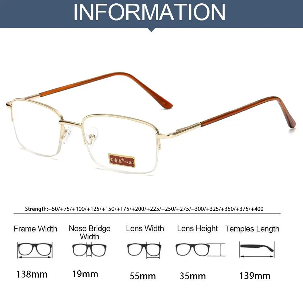 Half-Frame Reading Glasses | Alloy Frame, +1.00 to +4.00