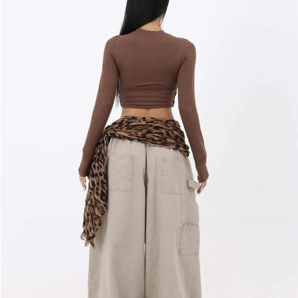 New Leopard Print Hip Scarf Bohemian Style Multifunctional Belt Accessory Vintage Waist Chain Women's Accessory