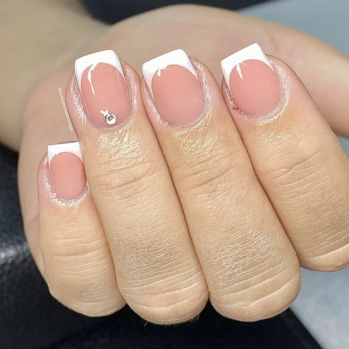 Nude Pink Short Square Press-On Nails - French & Gradient, 24 Pieces
