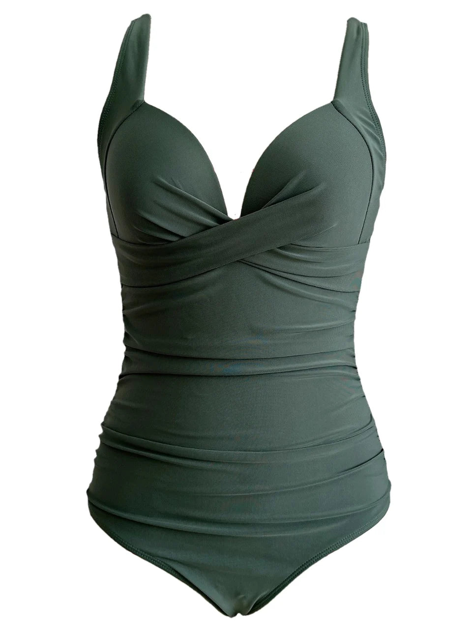 Ruched One-Piece Swimsuit for Women – Solid Color Bodysuit | Adjustable Straps | S–XXL