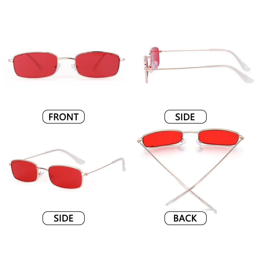 Slim Metal-Frame Sunglasses | Color Lens Options