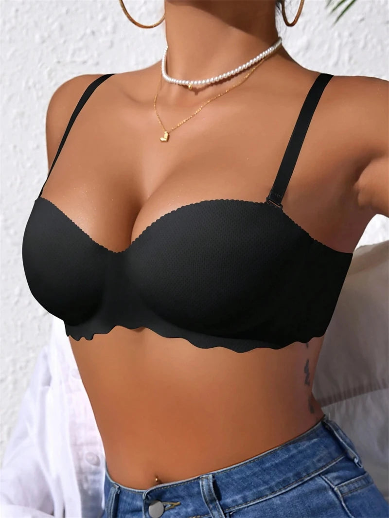 Seamless Push-Up Bralette — Wire-Free Padded Bra with Detachable Straps