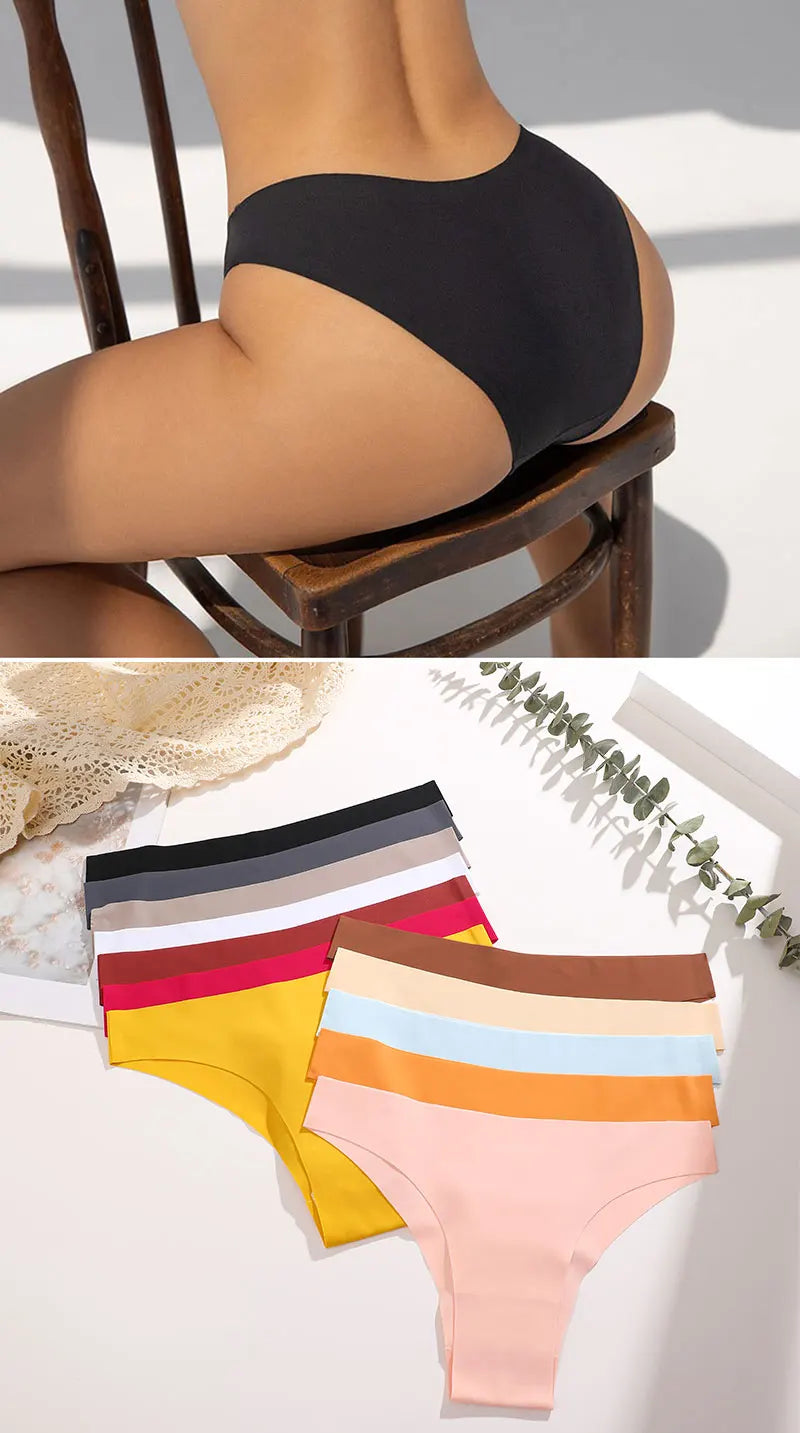 FINETOO 3Pcs/Set Ice Silk Seamless Underwear Low Waisted Brazilian Pants Breathable High Elasticity Lingerie Intimates Panties
