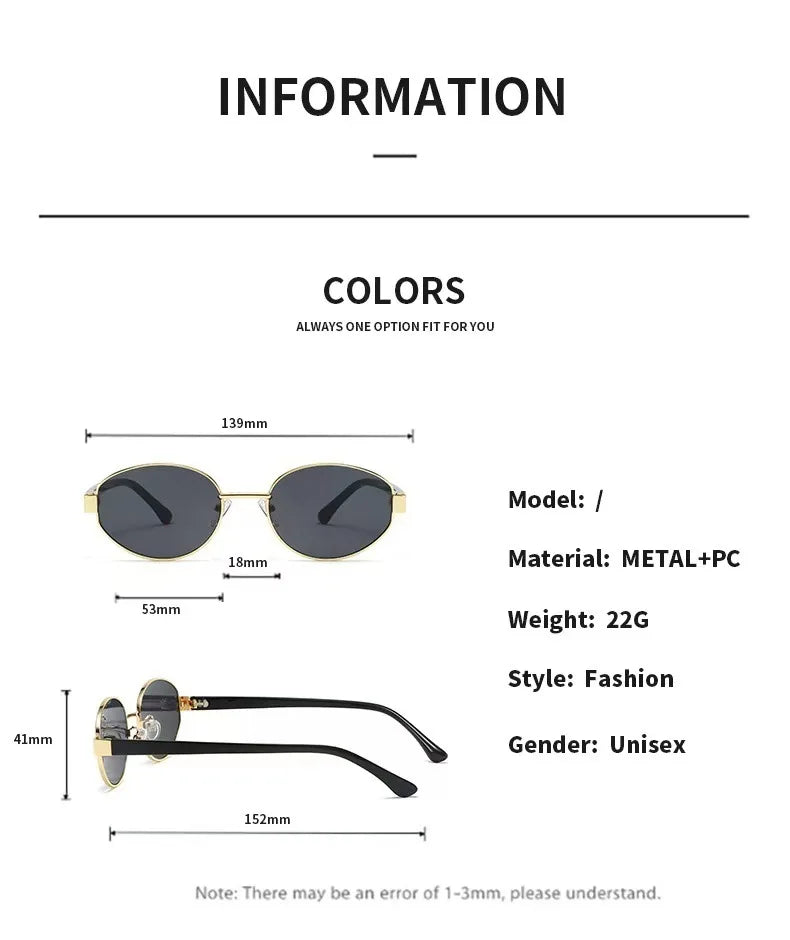 Oval Metal Myopia Sunglasses | Gold Black & Leopard