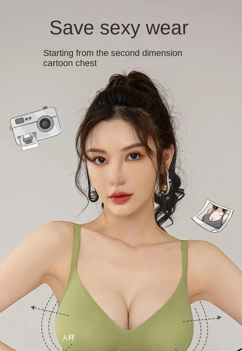Women's Thickened Push Up Bra for Small Chest | Wireless Seamless Invisible Lift Bra (32–38, A–B Cup)