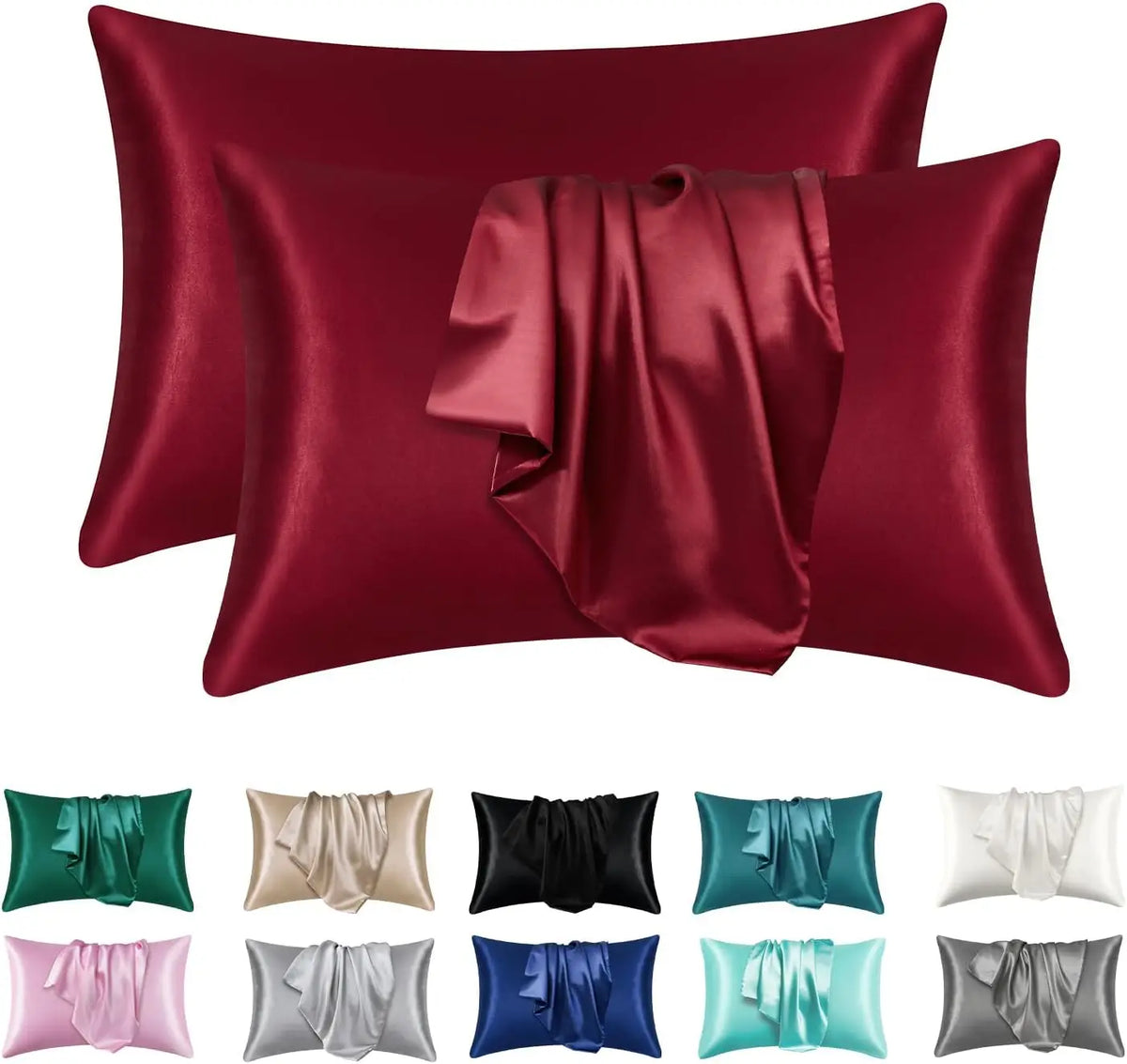 2-Pack Charmeuse Satin Pillowcases, Multiple Sizes