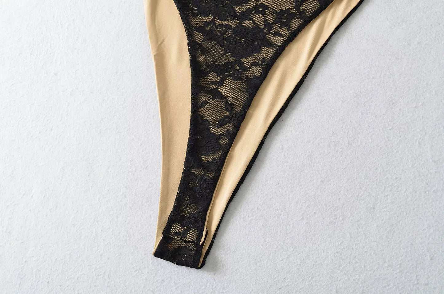 Lace Floral Bodysuit — Spaghetti Strap Slim Fit Romper