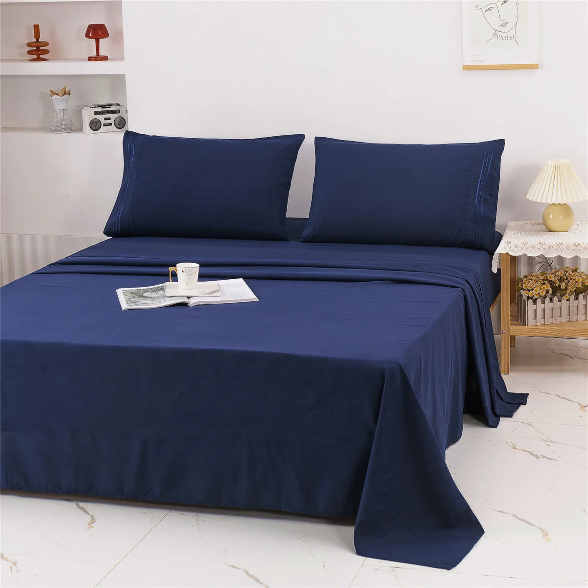4-Piece Brushed Microfiber Bed Sheet Set with Deep Pockets