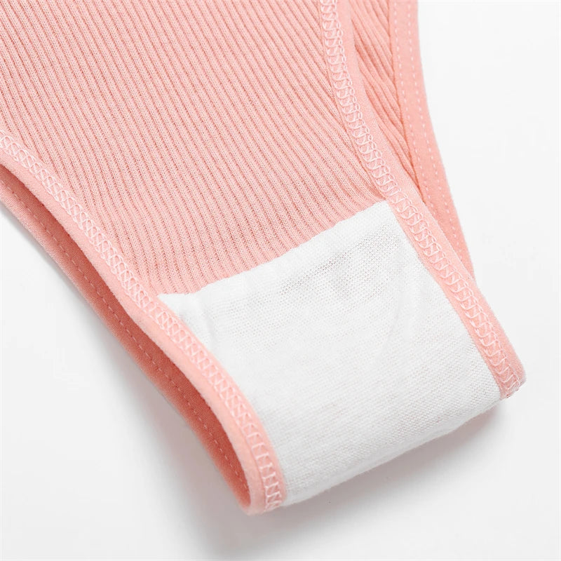 FINETOO 7Pcs Cotton Striped Brazilian Panties Women's Underwear Low-Waist Breathable Briefs Female Low-Rise T-Back Lingerie M-XL