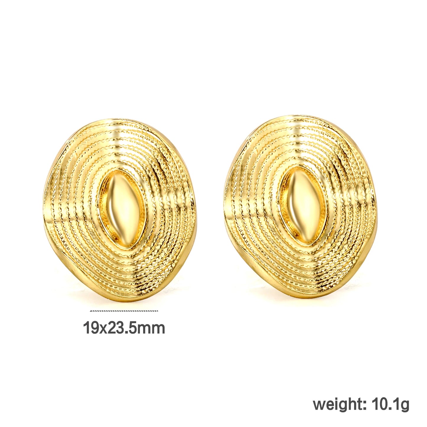 Round Stud Earrings – 18K Gold-Plated Geometric Stainless Steel Piercing Earrings for Women