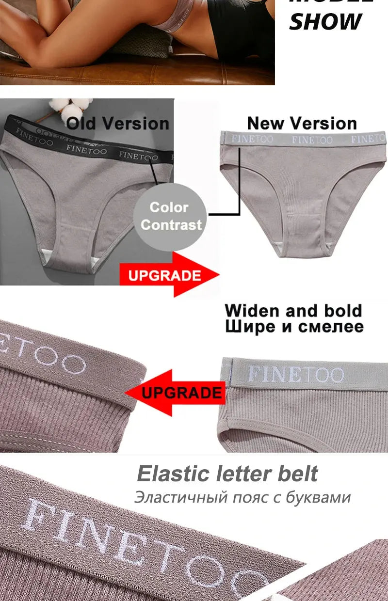 FINETOO 4PCS/Set Women's Cotton Panties Sexy Low Rise Briefs Letter Belt Underwear Female Underpants Intimates Lingerie M-2XL
