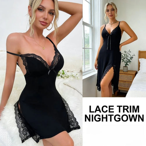 2026 Women's Homewear European and American New Style Slit Dress Pure Desire Pajamas
