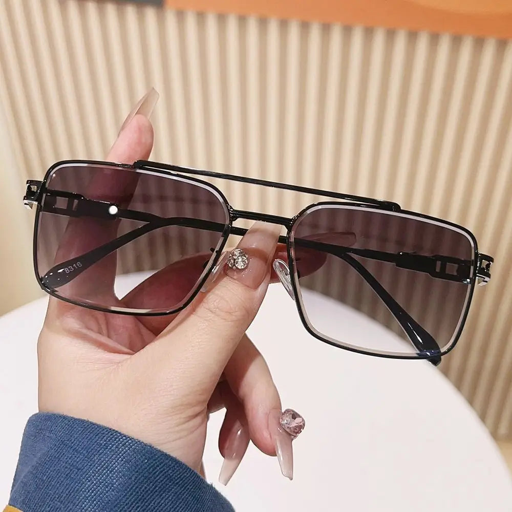 Double-Bridge Rectangle Sunglasses | Gradient Lens Options