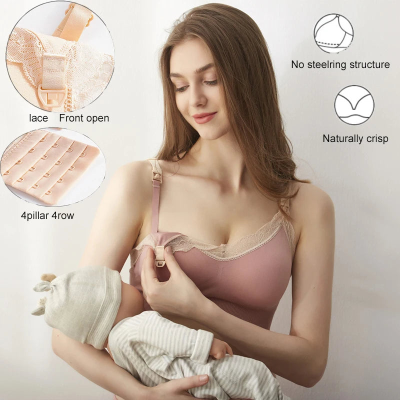 Women's Wireless Nursing Bra – Seamless Breathable Maternity Breastfeeding Bra