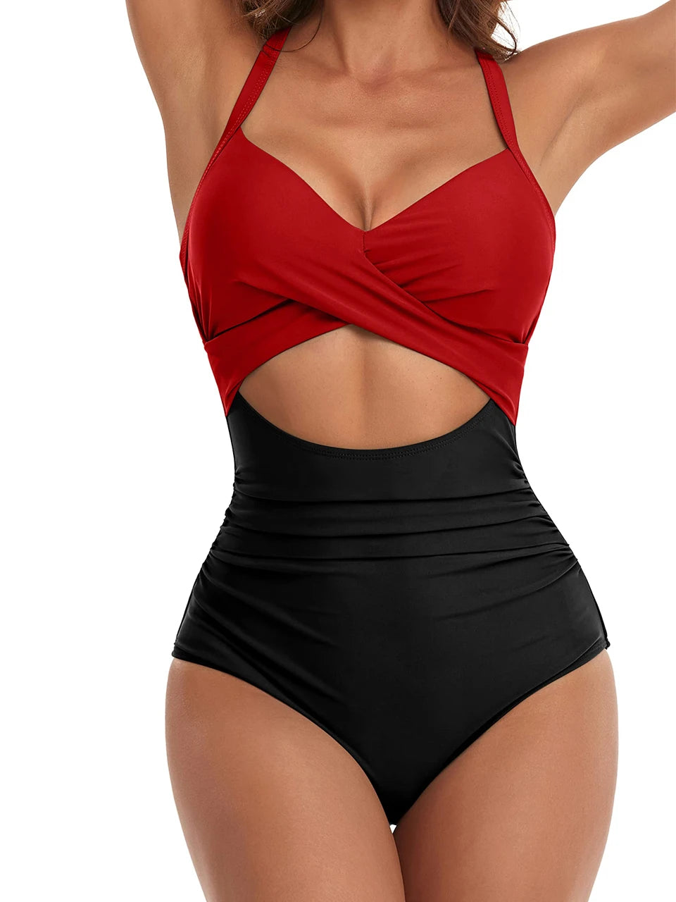 Ruched One-Piece Swimsuit for Women – Solid Color Bodysuit | Adjustable Straps | S–XXL