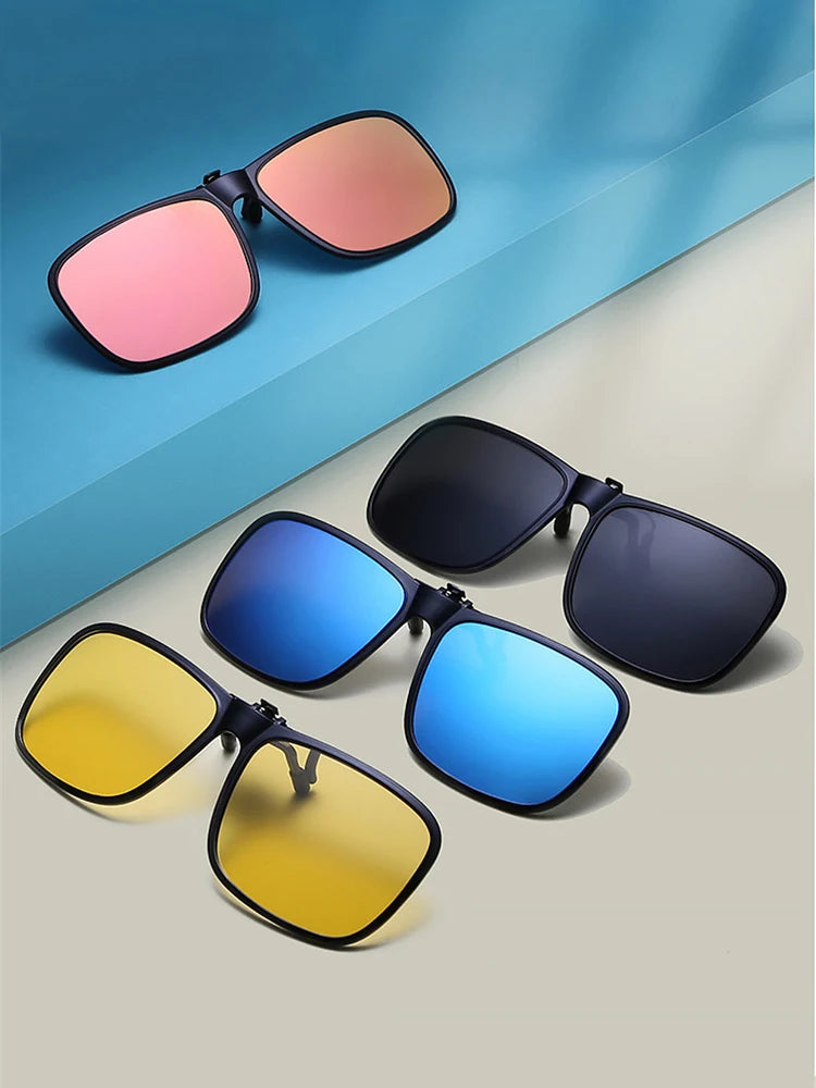 Rectangle Flip-Up Clip-On Sunglasses | 6 Lens Options