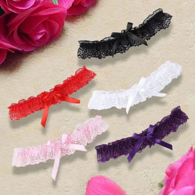 Lace Bow Leg Garter Ring – Floral Thigh Band for Bridal, Cosplay & Lingerie (One Size, 5 Colors)