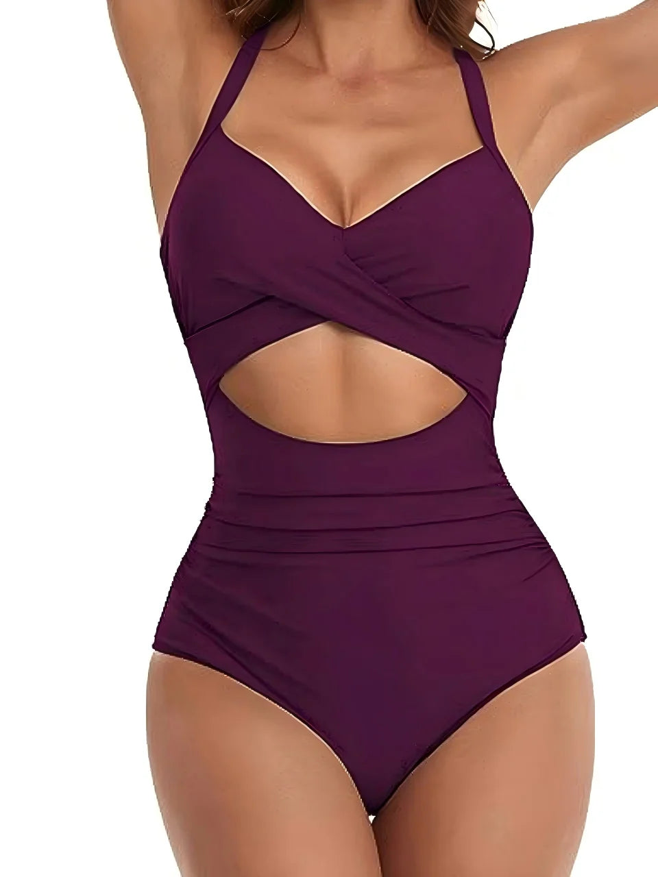 Ruched One-Piece Swimsuit for Women – Solid Color Bodysuit | Adjustable Straps | S–XXL