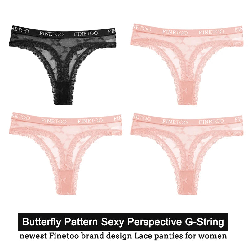 Women's Floral Lace G-String Thongs – 4-Piece Set | Butterfly T-Back Sexy Underwear (S–XL)