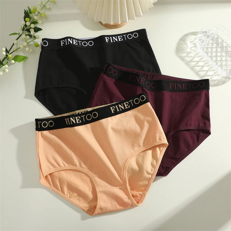 FINETOO 4Pcs Cotton High Waist Seamless Underwear Women's Breathable Elastic Belts Panties Plus Size Comfortable Lingerie S-XXL