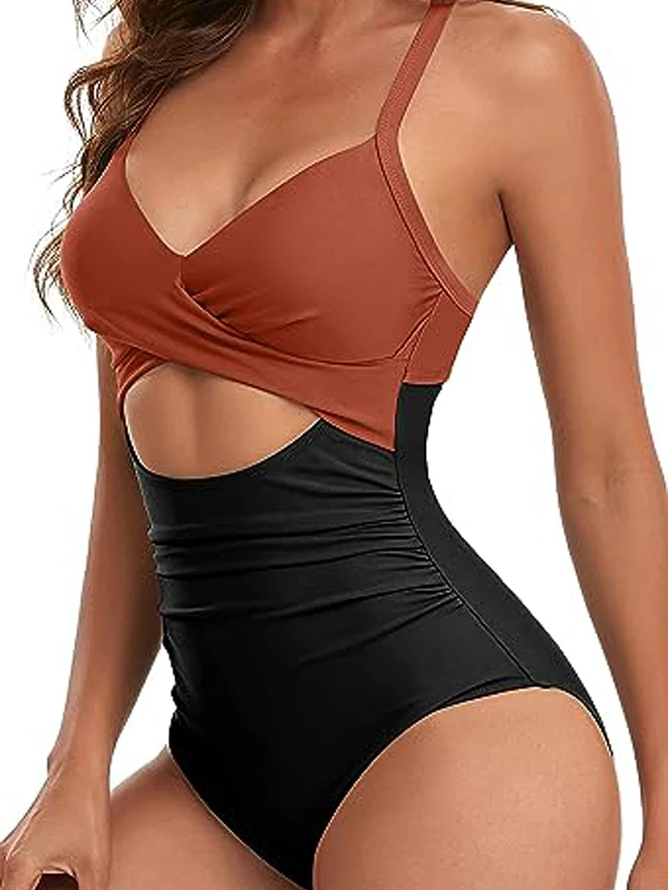 Ruched One-Piece Swimsuit for Women – Solid Color Bodysuit | Adjustable Straps | S–XXL