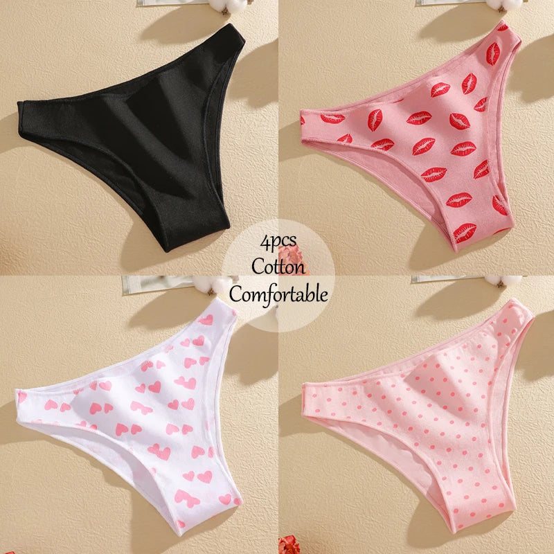 4-Pack Cotton Low-Rise Briefs – Soft Breathable Everyday Underwear for Women (M–2XL, 19 Color Sets)