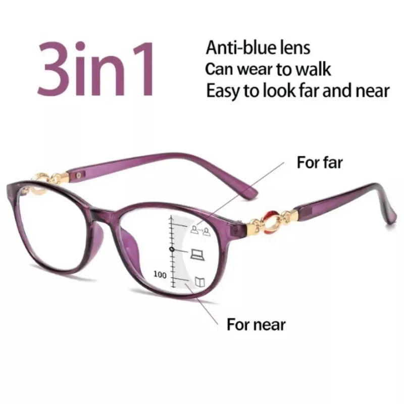 Oval Reading Glasses | Black, Red or Purple, +1.00 to +4.00